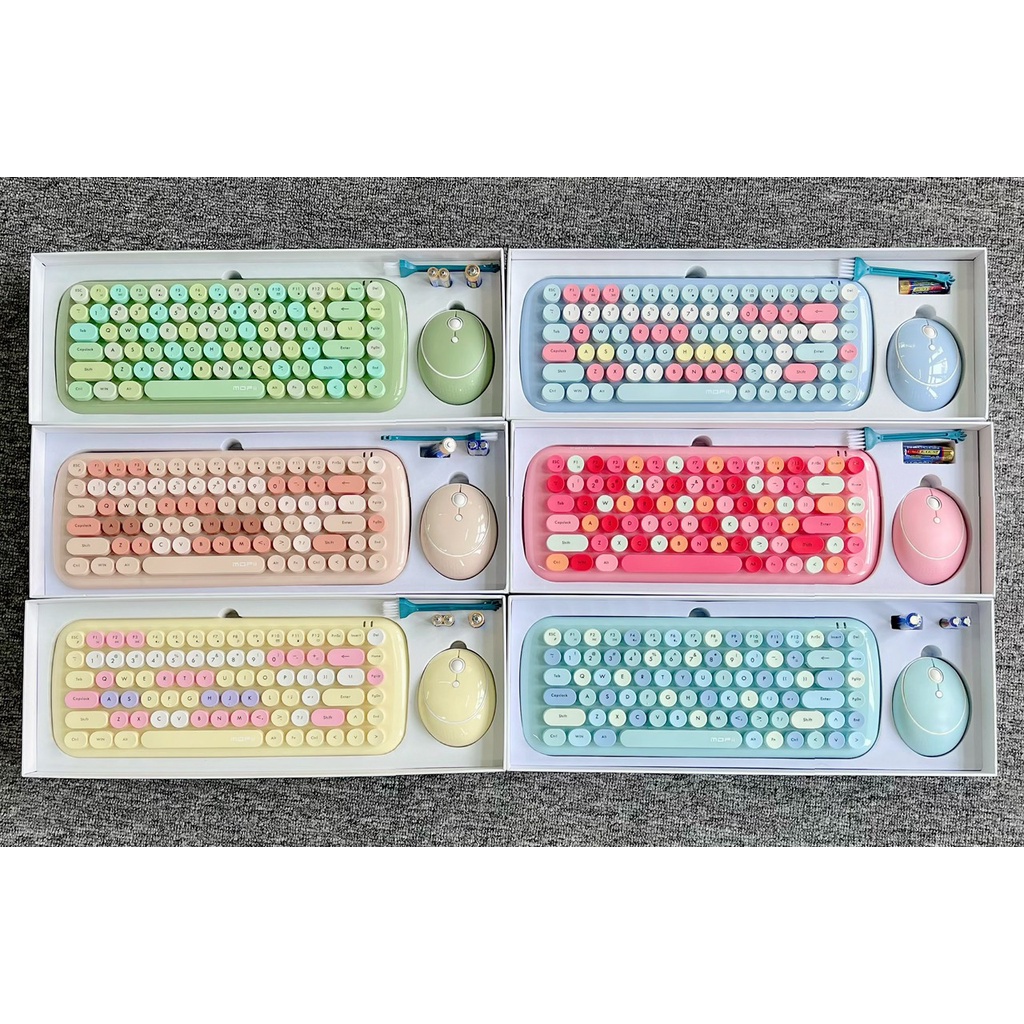 Bộ bàn phím cute không dây giả cơ &amp; chuột MOFII Candy Colorful 6 Màu Lalunavn - B98
