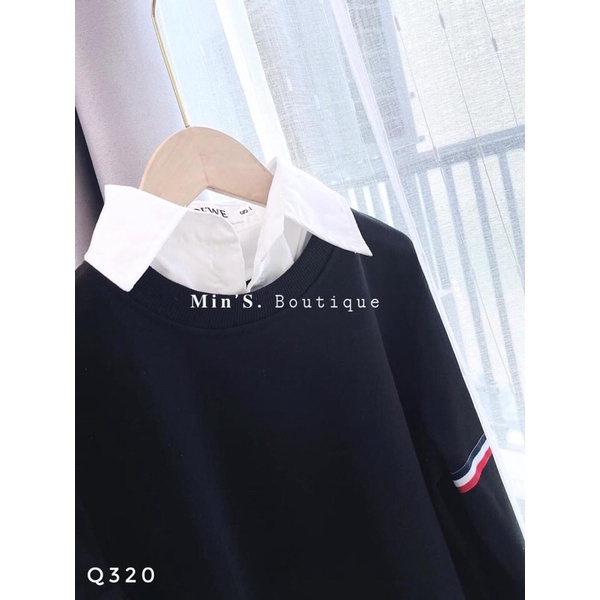 Áo nỉ da cá phối sơmi