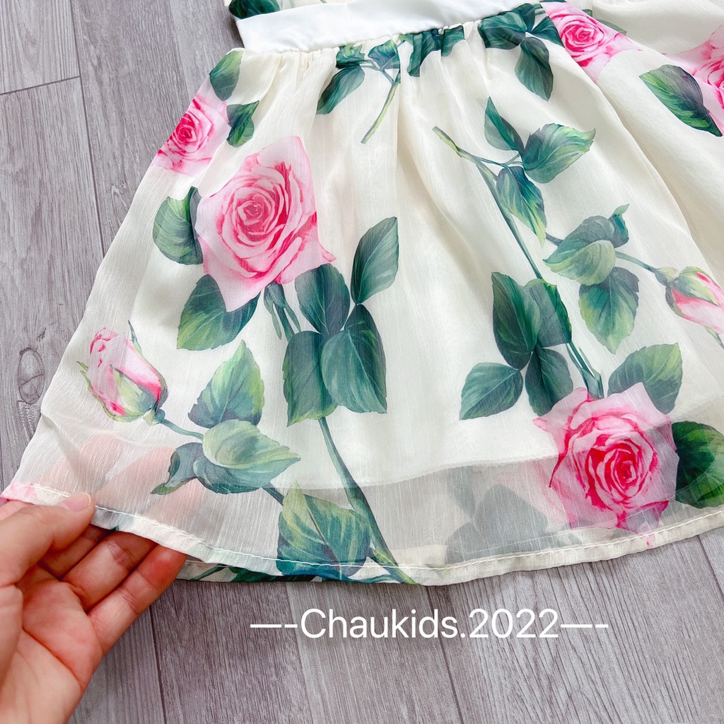 Váy 2 dây hoa hồng bé gái