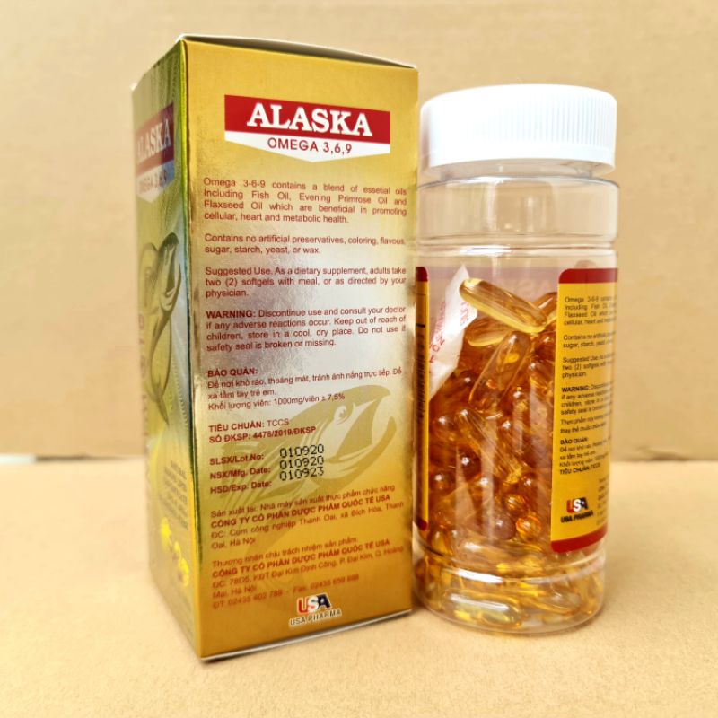 Alaska Omega 369 - Hộp 100 viên - cung cấp EPA DHA Omega cải thiện thị lực và sức khỏe tim mạch