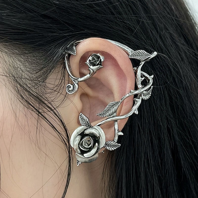 Hoa tai hình hoa hồng phong cách punk cổ điển thời trang