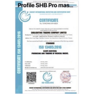 KHẨU TRANG KHÁNG KHUẨN N95 (SHB Pro Mask - FFP2 - 5 Lớp - Hàng Xuất Khẩu, Phân Phối Bệnh Viện) [Chính Hãng - Độc Quyền] | BigBuy360 - bigbuy360.vn