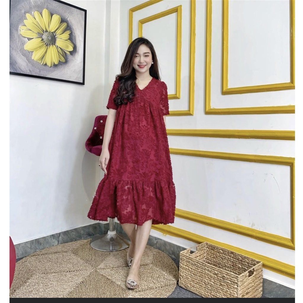 [Mã FATHANG5 giảm 10K đơn 50K] Váy bầu thiết kế thời trang chất ren siêu mềm mịn đuôi cá mặc bầu và sau sinh V252