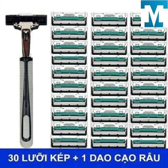 COMBO DAO CẠO RÂU TẶNG KÈM 30 LƯỠI DAO KÉP + TUYP KEM CẠO RÂU