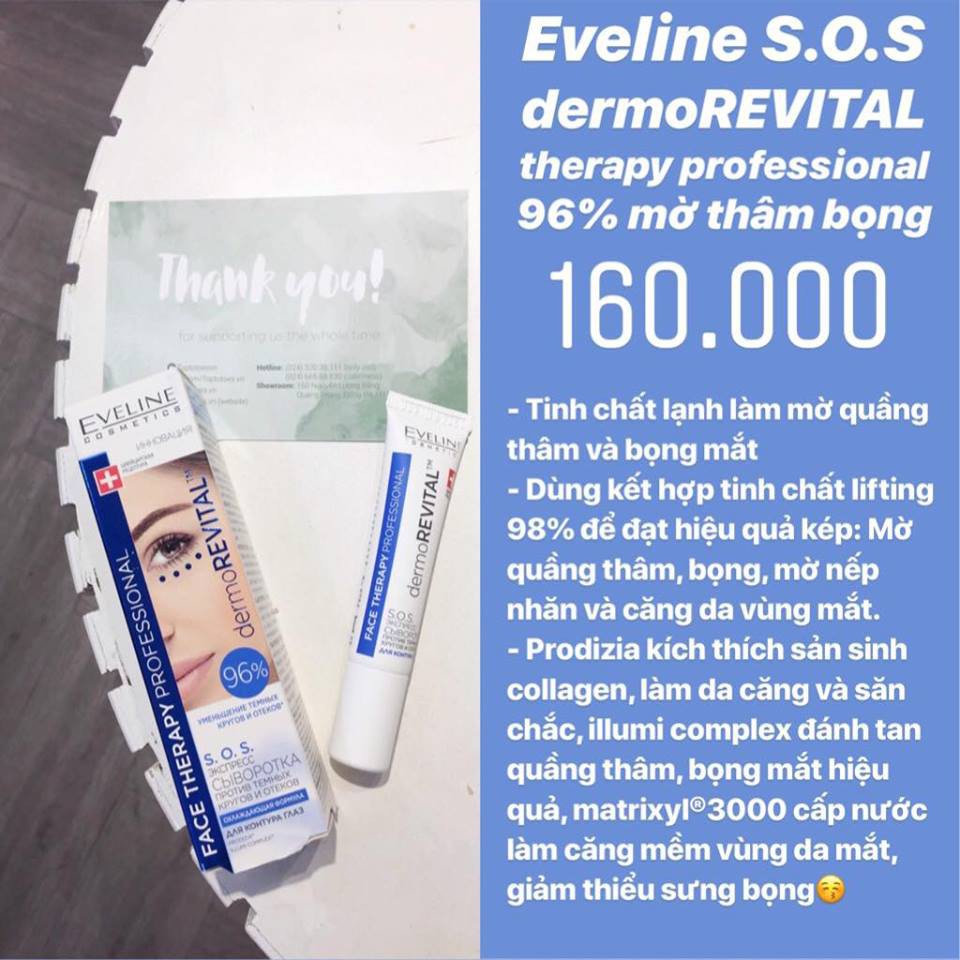 Tinh chất Eveline S.O.S dermoREVITAL face therapy professional 98% lifting, làm săn, nâng cơ vùng mắt, mặt và cổ | BigBuy360 - bigbuy360.vn