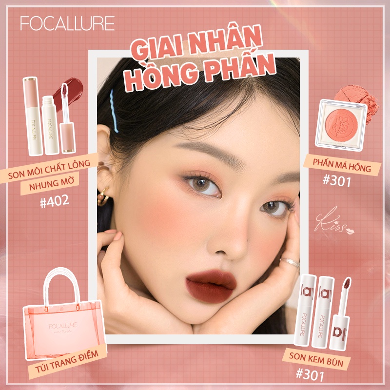 Set mỹ phẩm trang điểm FOCALLURE mắt/ môi/ mặt tùy chọn 4 món có túi đựng 0.1kg