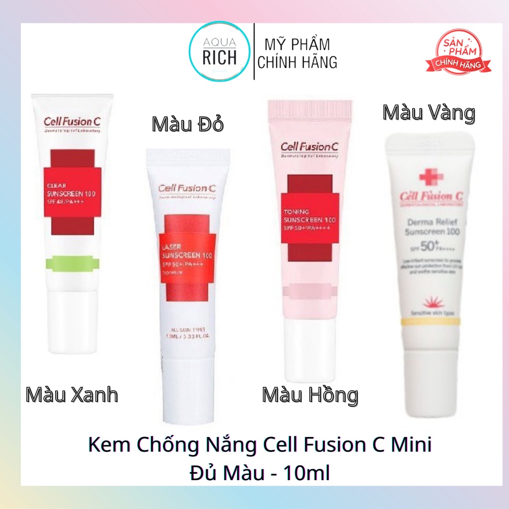 Kem Chống Nắng Cell Fusion Laser Suncreen 100 Spf 50+ 10ml - Đủ Màu