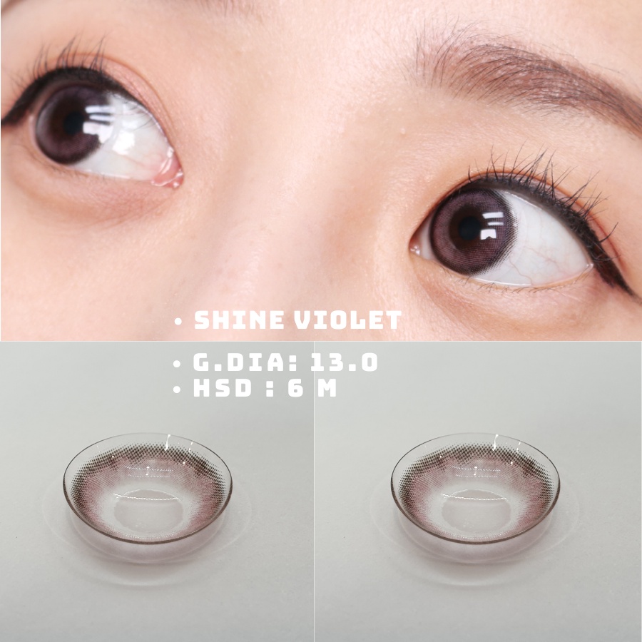 Kính Áp Tròng cận màu hồng Black Pink SHINE VIOLET, Lens độ cận viền xám giãn tròng, dùng 6 tháng LUXURY CONTACT LENS