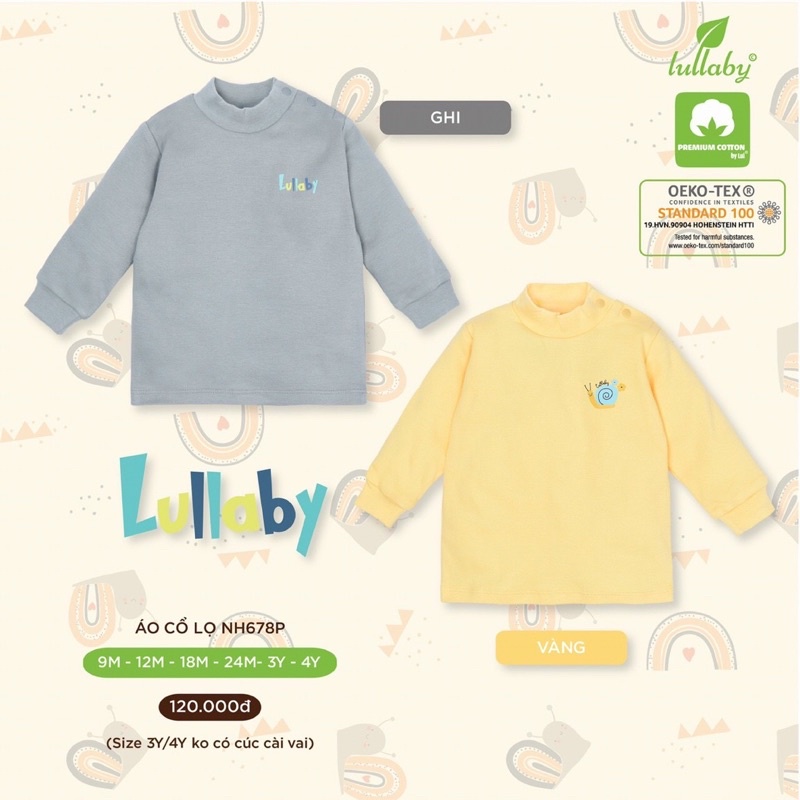 Áo cổ lọ/ áo cổ 3 phân cotton dày Lullaby bé trai mẫu mới 2021