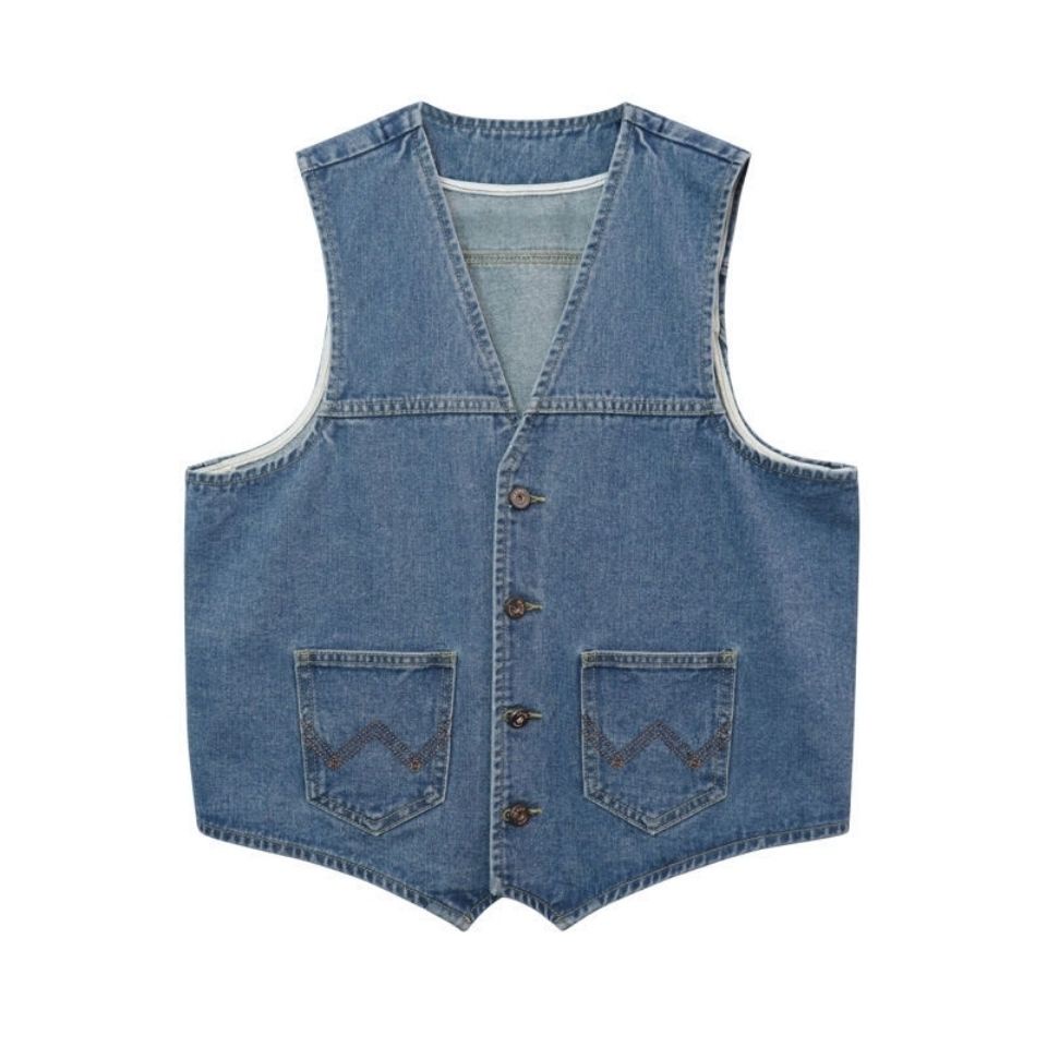 Áo Khoác Jeans Không Tay Cổ Chữ V Thời Trang Nữ
