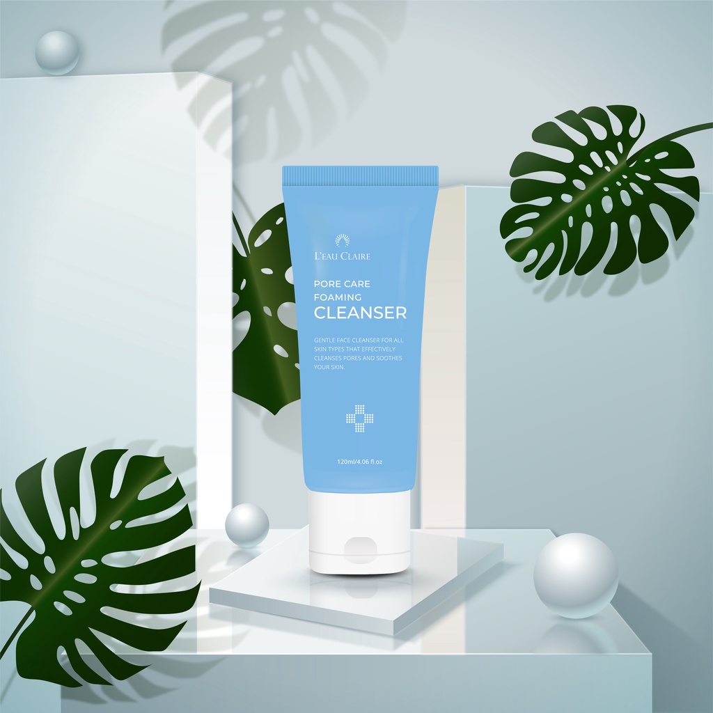 Sữa Rửa Mặt Sạch Sâu Chiết Xuất Tro Núi Lửa L'eau Claire Pore Care Foaming Cleanser 120ml
