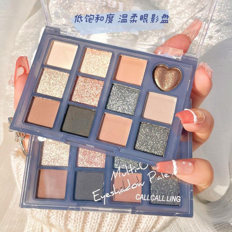 Bảng Phấn Mắt 12 Màu Lì Và Ánh Nhũ Kết Hợp Trang Điểm Kháng Nước Và Lâu Trôi