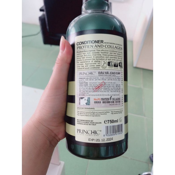 CẶP DẦU GỘI XẢ princhic  PROTEIN COLAGEN  chai to 750ml