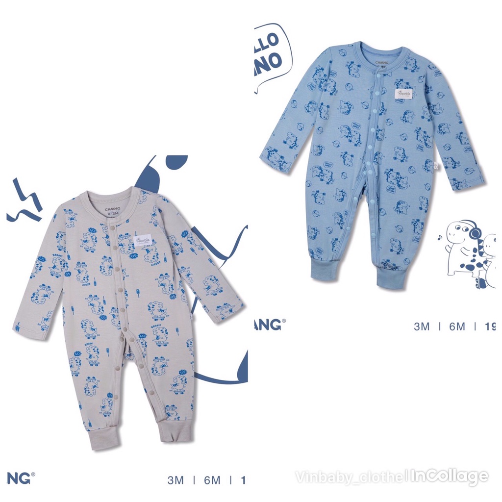 Chaang Body dài cúc giữa sơ sinh , chất cotton dành cho bé từ 3 tháng đến 5 tuổi AW2021