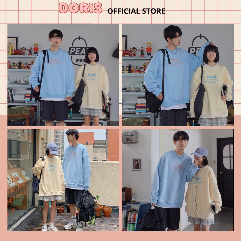 [Sweater Couple] Áo sweater thêu chữ dài tay style ullzang full size nam nữ mặc đẹp