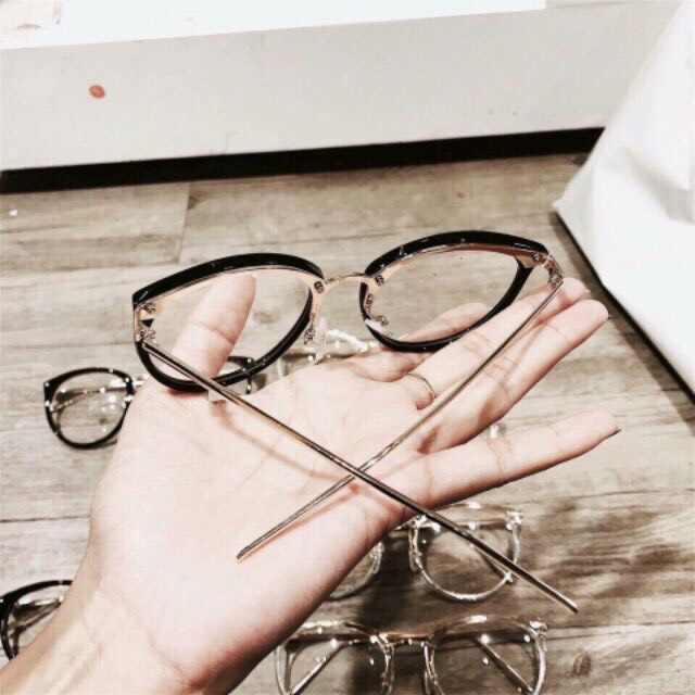 Mắt kính giả cận thời trang nam nữ gọng tròn kim loại, kính cận không độ nữ sang chảnh phong cách Hàn Quốc siêu bền 019