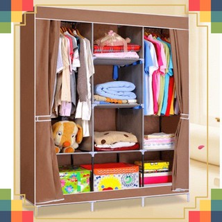 Tủ Vải 3 Buồng 8 Ngăn Trơn Đựng Quần Áo *Loại Tốt*