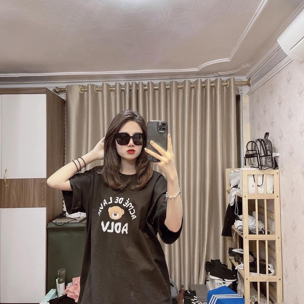 Áo thun unisex ADLV TEDDY BEAR , áo thun nữ oversize form rộng tay lỡ chất cá tính ,BLACK56 M25 | BigBuy360 - bigbuy360.vn