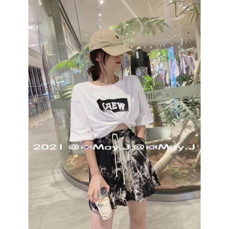 Bộ Áo Phông Quần Đùi Loang CREW ,Quần Áo Cộc Dáng Rộng 3 Màu X077 _Tổng kho Thời Trang