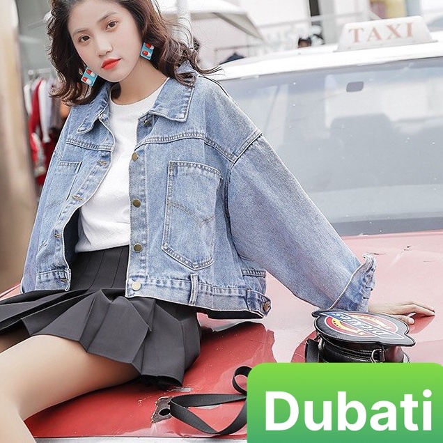 ÁO KHOÁC JEAN NỮ XẺ LƯNG KHUY SAU PHỐI TÚI KIỂU DÁNG CROPTOP - DUBATI FASHION