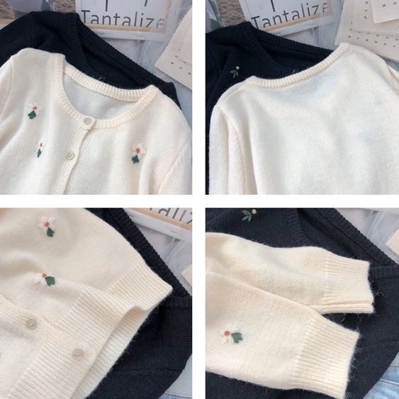 Áo len cardigan thêu hoa nổi