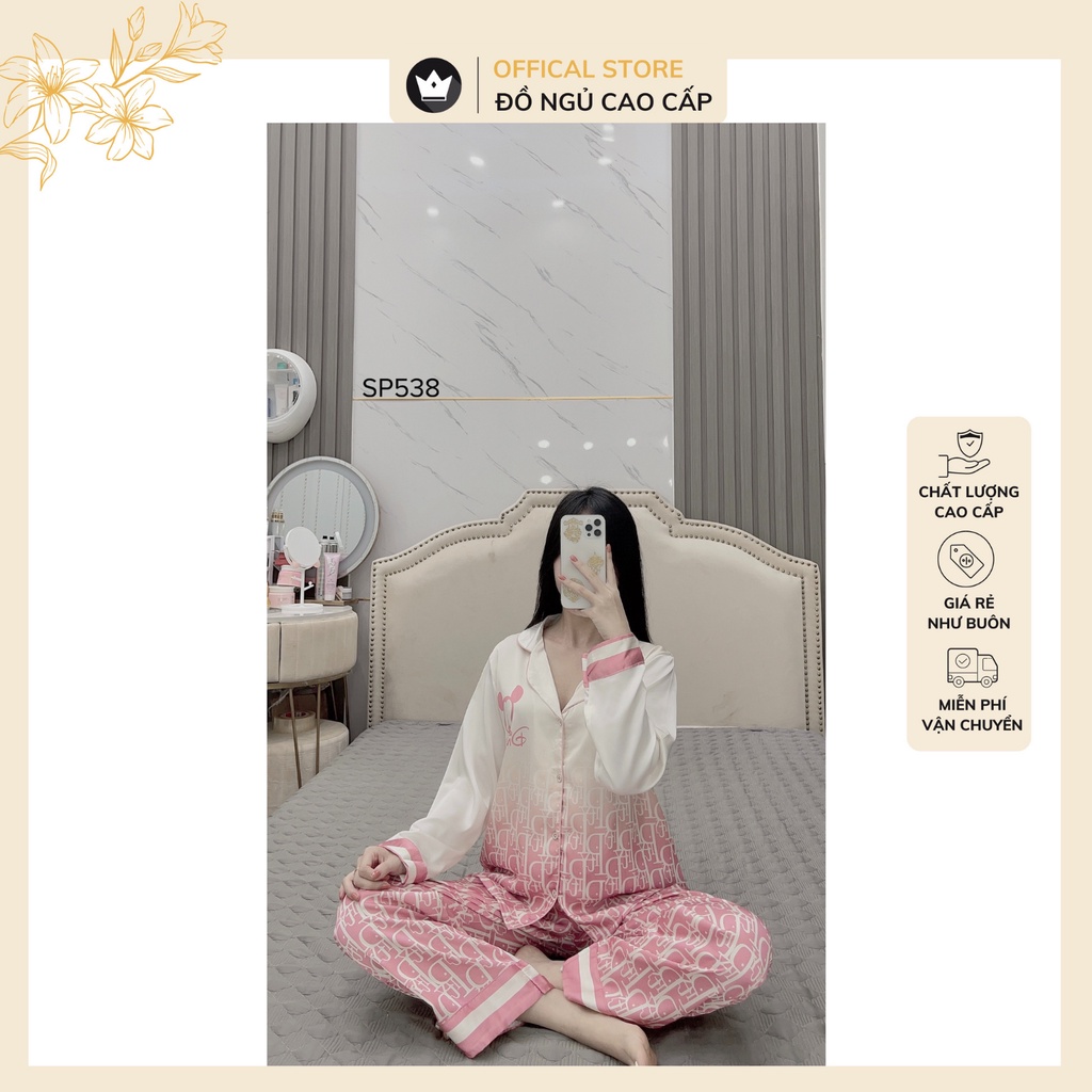 Đồ bộ pijama Dior gấu lụa Latin Cao Cấp,thiết kế siêu dễ thương,chất vải mềm mịn
