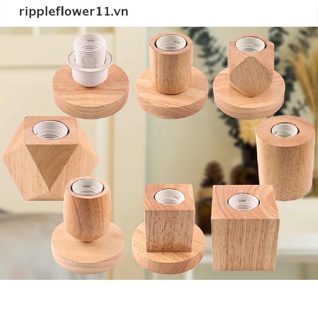 Giá Đỡ Bóng Đèn Bàn Bằng Gỗ Trơn Ốc Vít E27 Đơn Giản Không Có Bóng Đèn