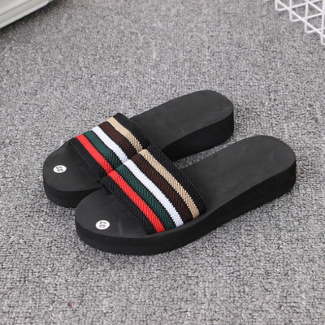 👣Dép Nữ Quai Ngang Sọc Màu Đế Xốp Cao 3 Phân Size 36-40 - Hàng Nhập Quảng Châu - Lucky Girl shop