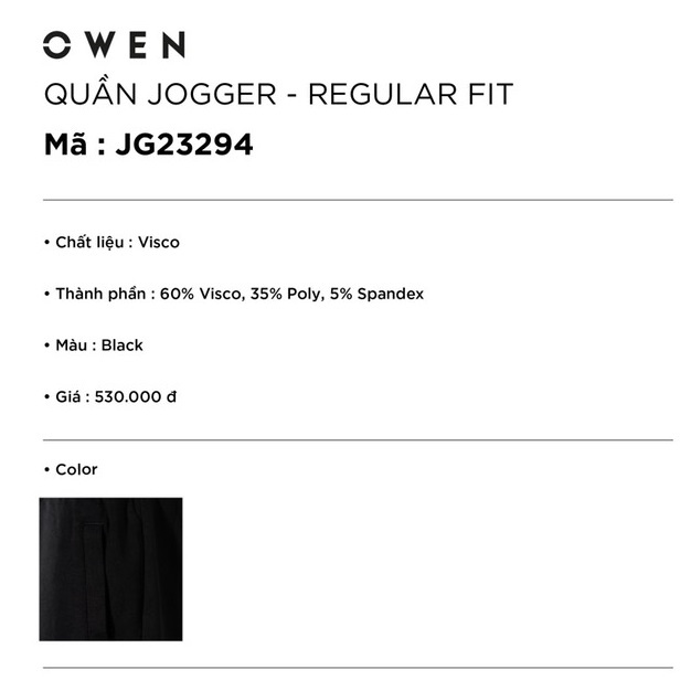 Quần Jogger Thun Dài Thu Đông Thể Thao Nam OWEN JG23294 Dáng Regular Fit Suông Nhẹ Cạp Chun Bo Gấu Vải Visco Cao Cấp