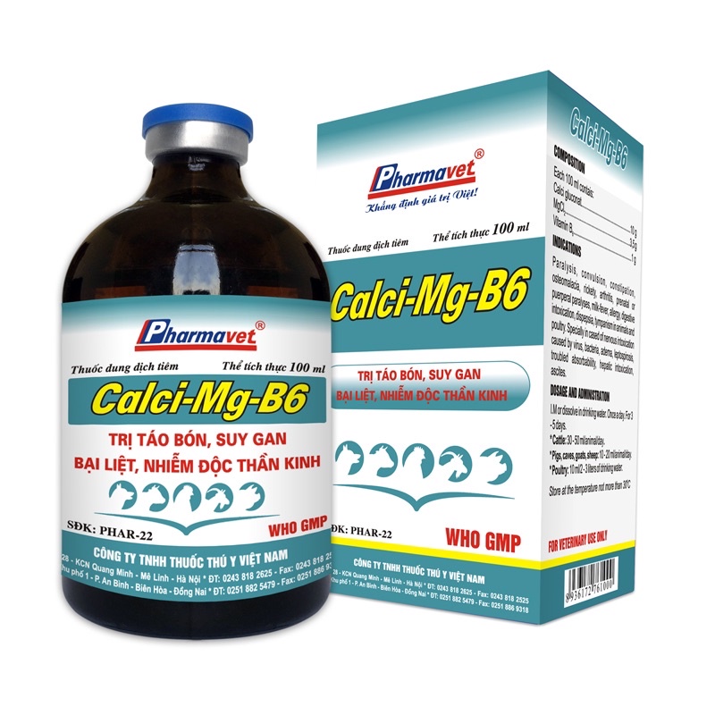 1 lọ CALCI-MG-B6 50ml dùng cho trâu bò lợn gà