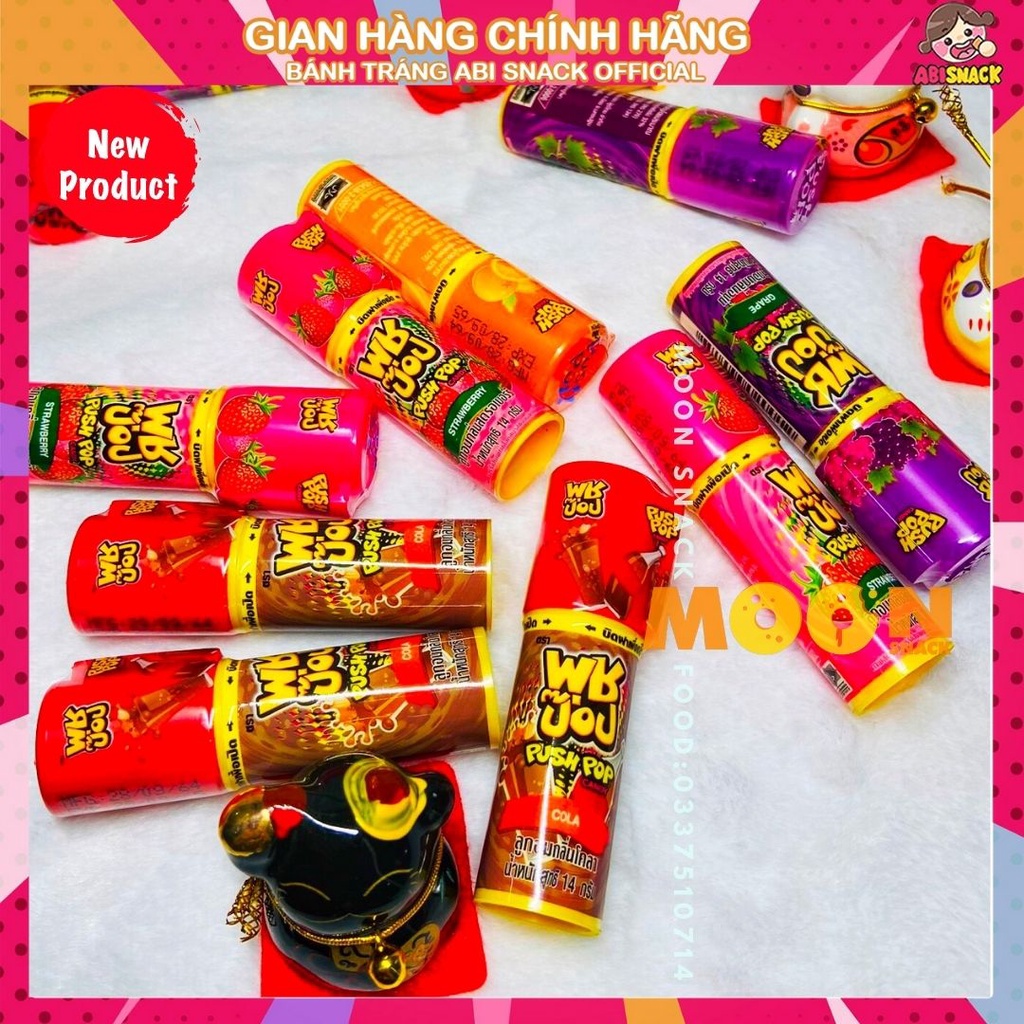 Siêu Hot Kẹo Son Thỏi Thái Lan 4 VỊ Cola-Nho-Cam- Dâu Push Pop Cây 14g