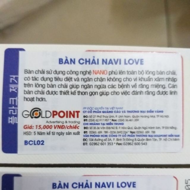 1 Bàn chải LoVe Korea NaVi BCL02, BCL01
