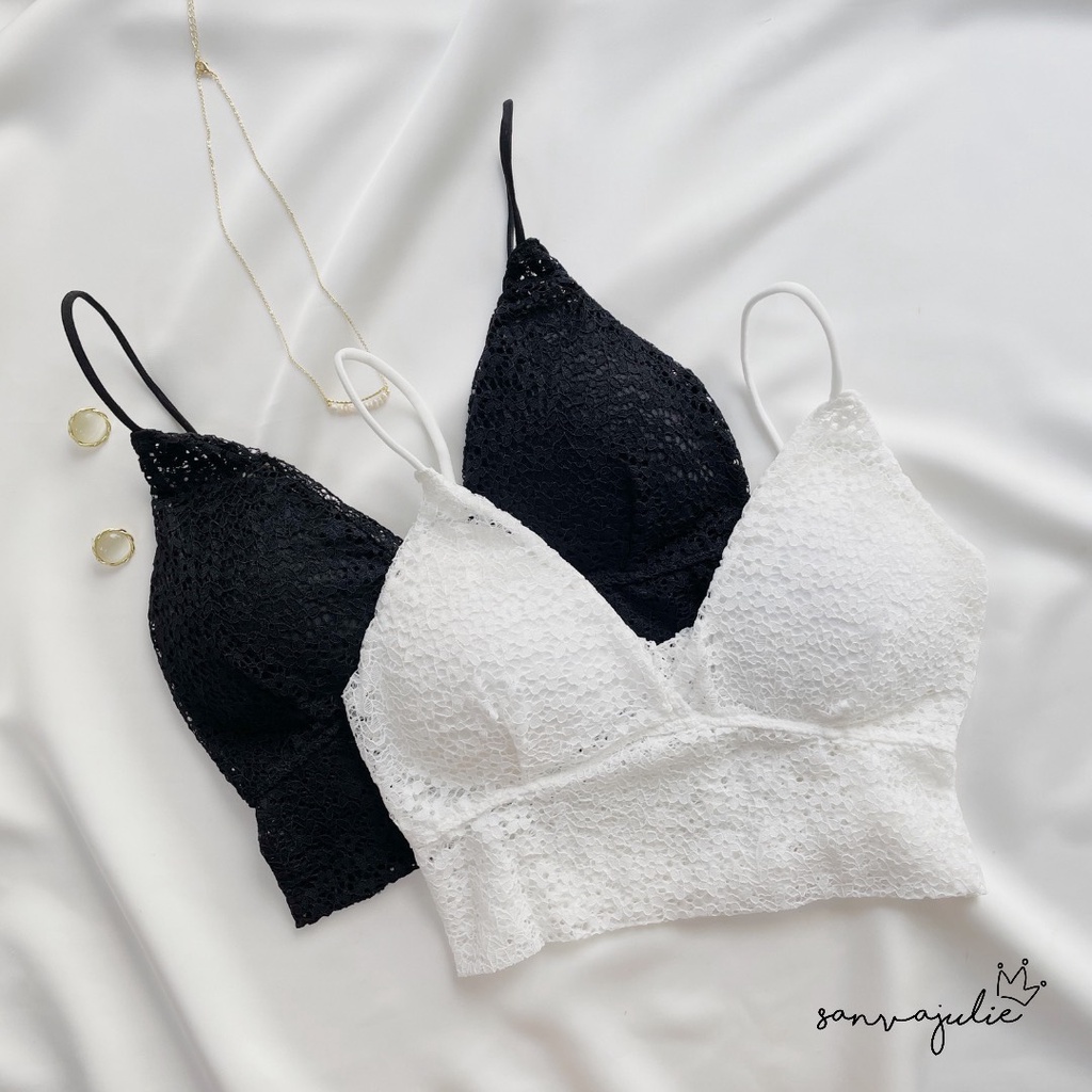 Áo lót mút mỏng dáng croptop Fiona ren - Áo bra mặc vest