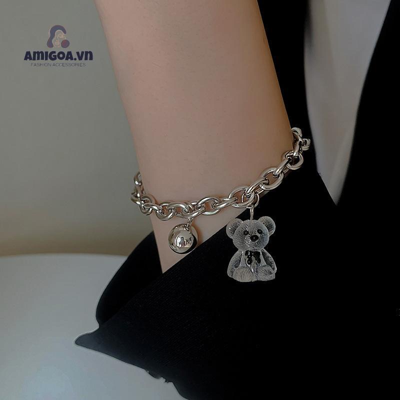 ✨✨Vòng tay trong suốt phối mặt hình gấu thiết kế thời trang cho nữ