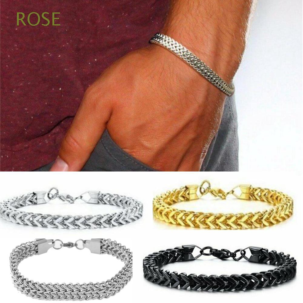 ROSE Color|Black Men Link Chain Gift Bracelet