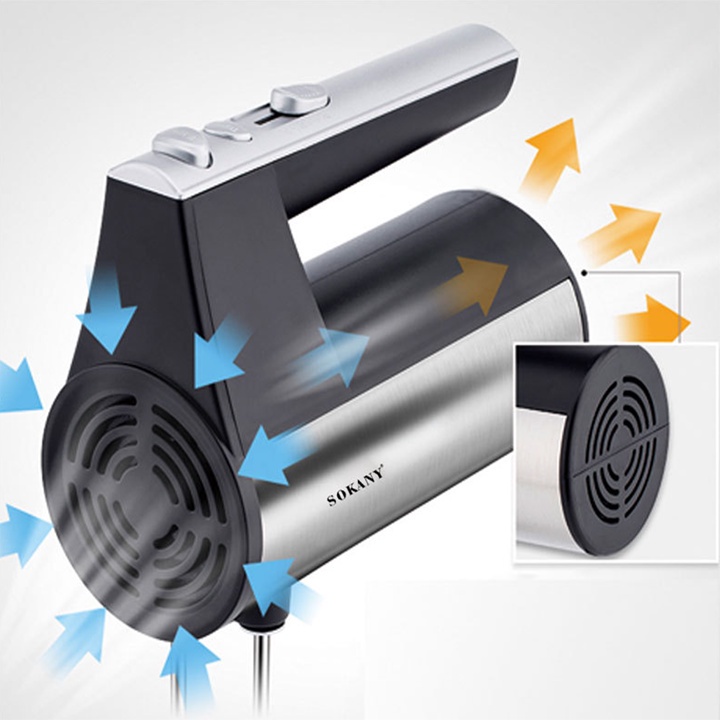 Máy đánh trứng cầm tay SOKANY 800W có 5 tốc độ điều chỉnh chuyên dụng( đánh trứng, tạo bọt đánh kem, nhào bột, trộn bánh