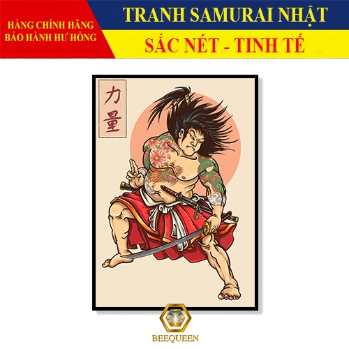 Mẫu Tranh Samurai Trang Trí Nhà Hàng, Tiệm Xăm Tattoo Phong Cách Nhật Bản