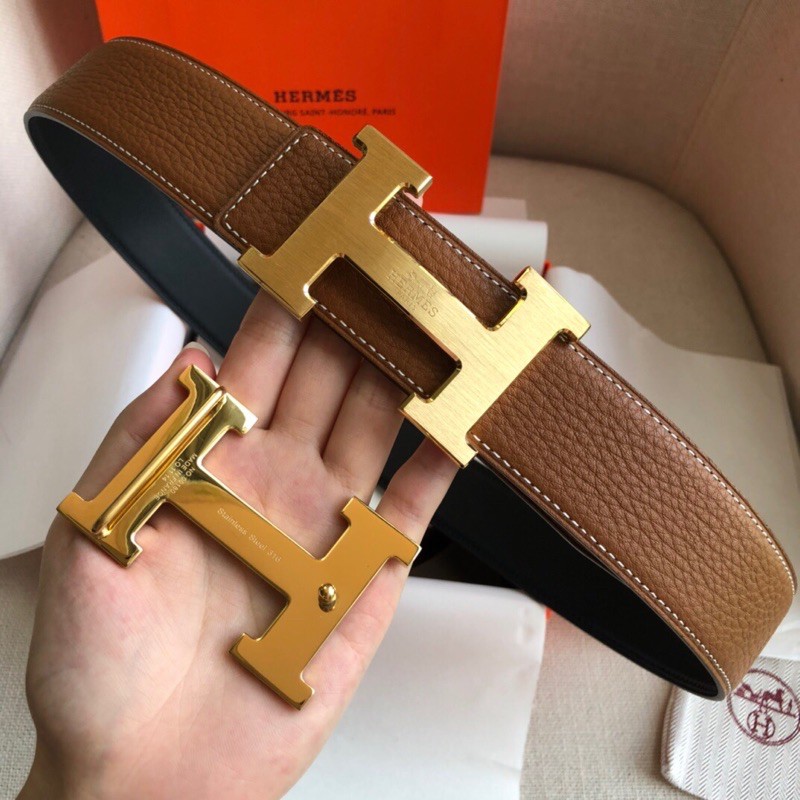 Thắt lưng da dây mặt to khoá logo cao cấp chống rỉ hermes HM