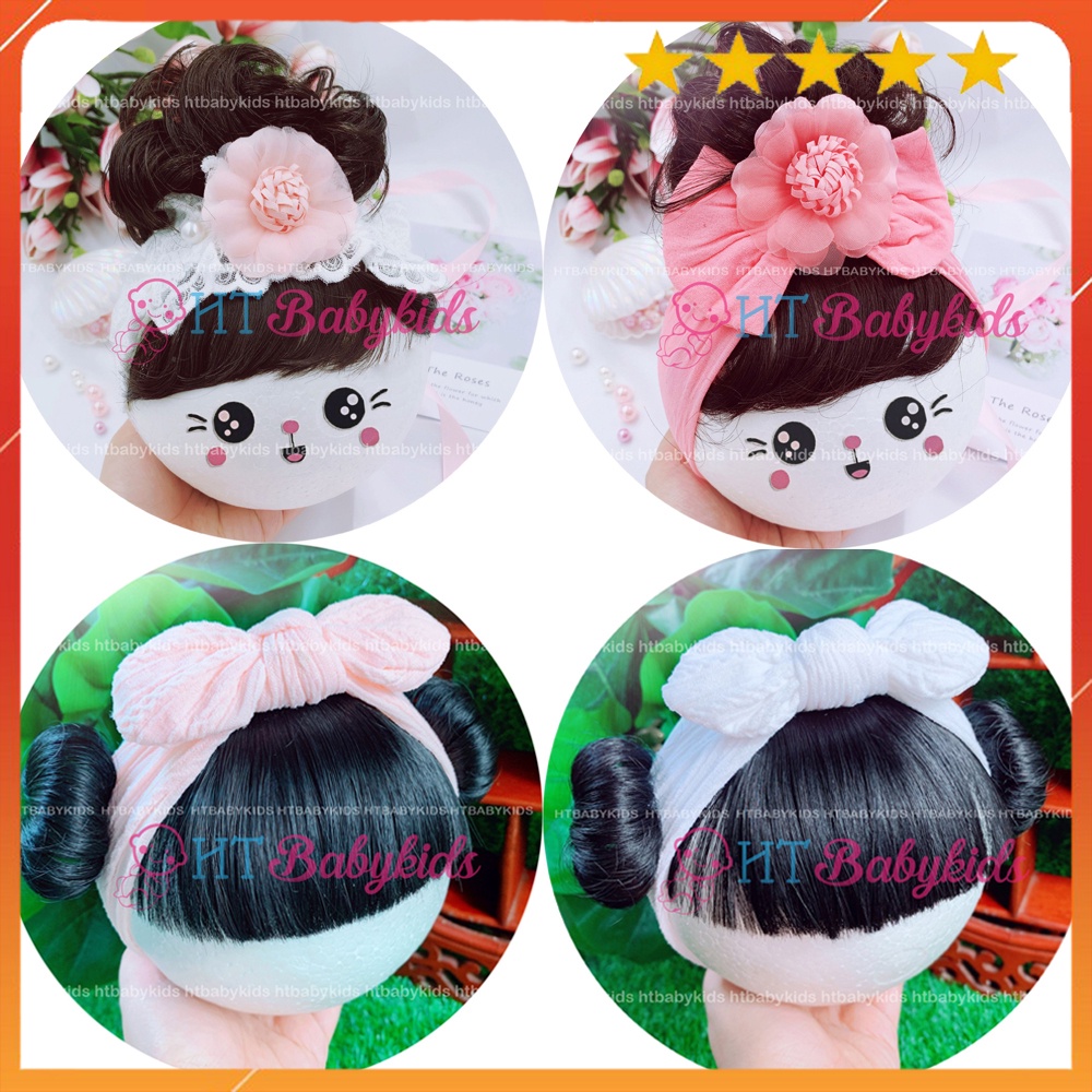[Ảnh thật] Tóc Giả Cho Bé Gái ❤️ Set Búi Natra + Băng Đô Mái Búi Có Gắn Nơ Đáng Yêu