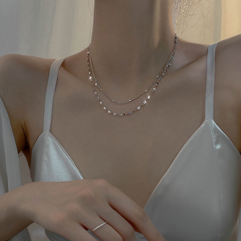 Vòng cổ hai lớp bằng kim loại mặt hình thánh giá phong cách cổ điển thời trang cho nữ