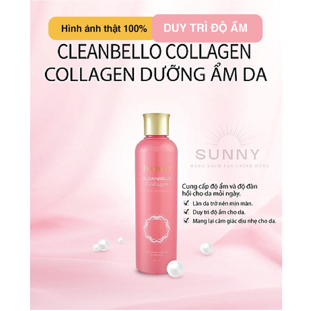 Nước hoa hồng Deoproce Cleanbello Collagen Hàn Quốc 260ml bổ sung nước, duy trì độ ẩm cho da