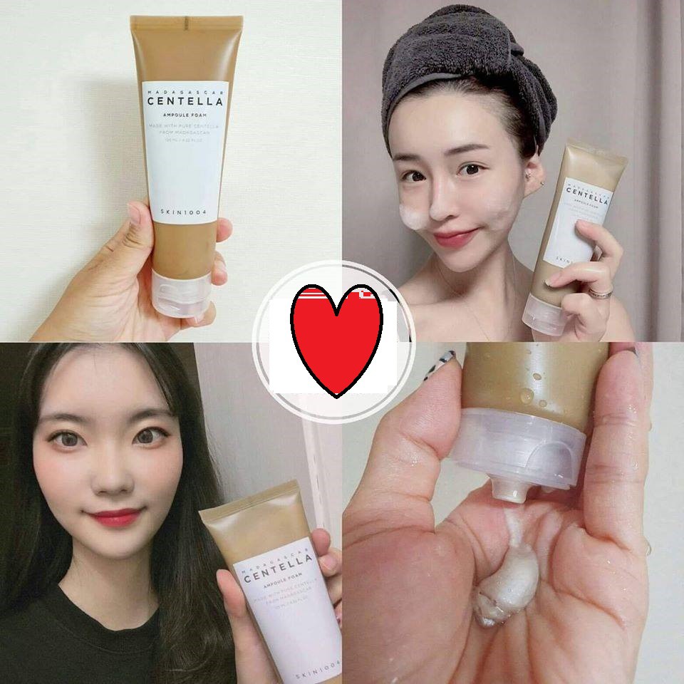 Combo Giảm Mụn, Phục Hồi Da Chiết Xuất Rau Má Skin1004 Madagascar Centella ( Sữa rửa mặt 125ml , Serum 100ml )