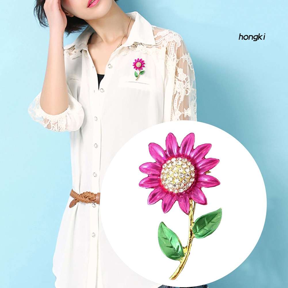Ghim Cài Áo Hình Hoa Hướng Dương Đính Đá Nhân Tạo Thời Trang Cho Nữ