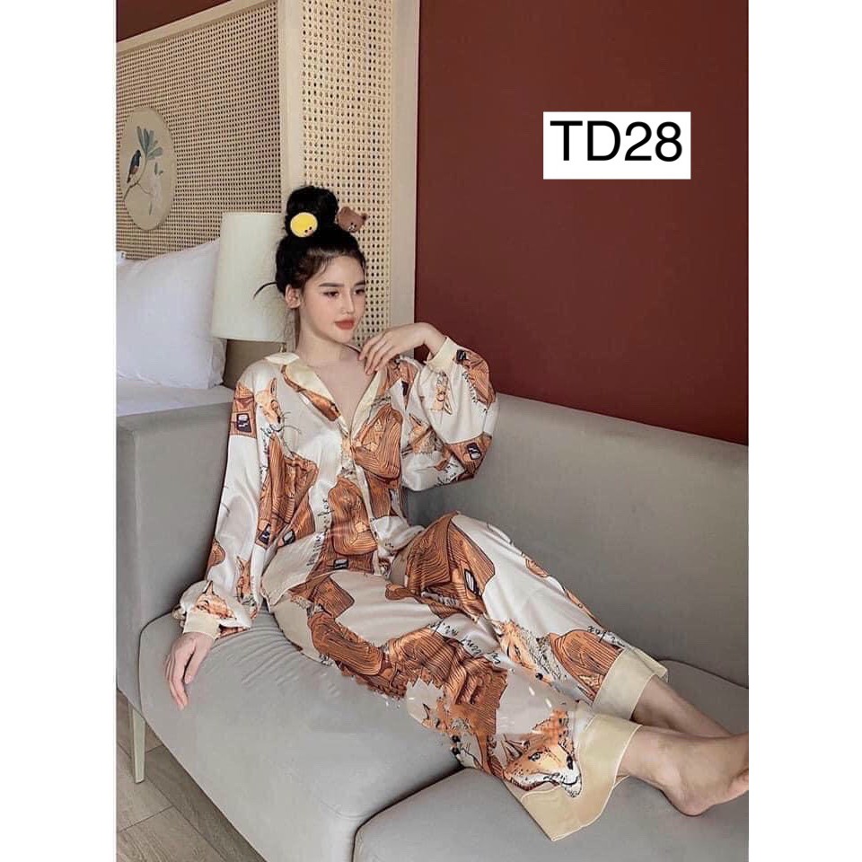 Tập Hợp Set Pizama Nữ Mặc Nhà - Đồ Bộ Pijama Ngủ Đồ Bộ Ngủ Nữ Tay Dài Satin Cao Cấp Họa Tiết Những Chú Mèo Đáng Yêu