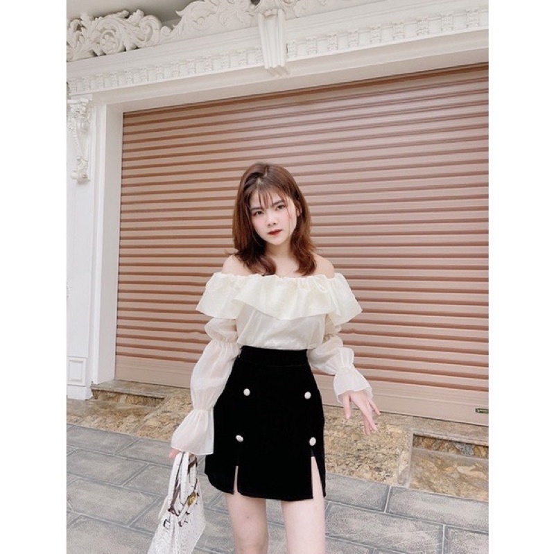 Áo bẹt tay dài trễ vai kiểu ôm bigsize tay bồng công chúa siêu xinh VANISA CT046