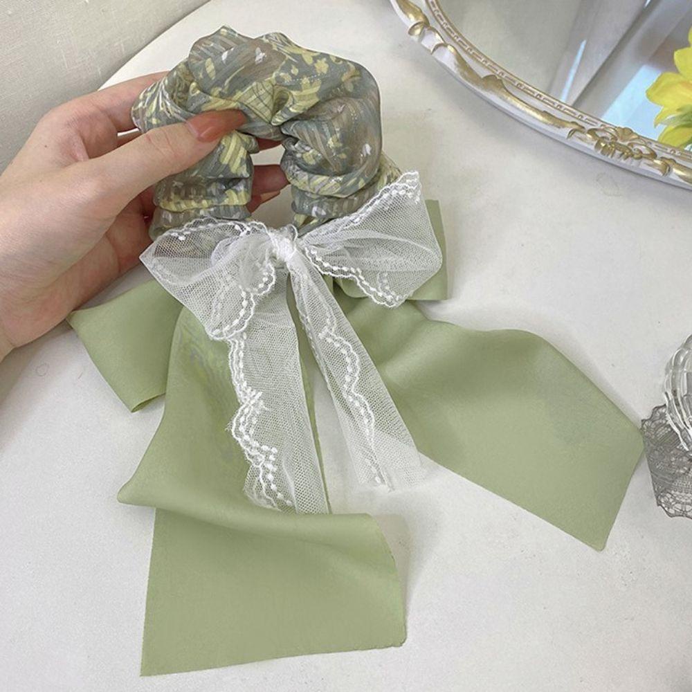 Dây Cột Tóc Màu Xanh Lá Bản Lớn Thời Trang Cho Nữ