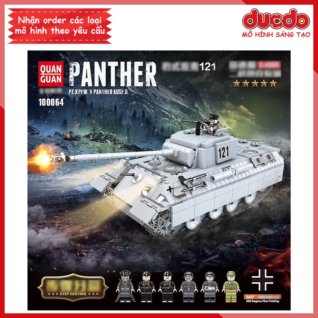 Lắp ghép Siêu tank Panther phát xít Đức hùng mạnh - Đồ chơi Xếp hình Mô hình WW2 QuanGuan 100064