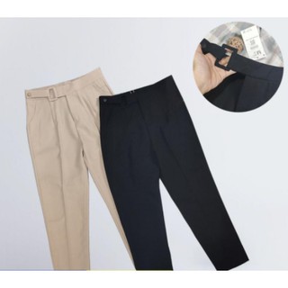 Quần baggy công sở nữ kèm đai bọc 💖FREESHIP💖 Quần vải nữ cạp cao, Đai Vuông, Cúc Lệch, Form Đẹp
