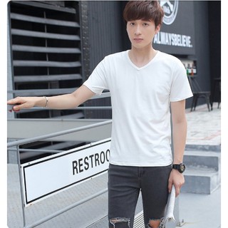 áo thun nam trơn cổ tim