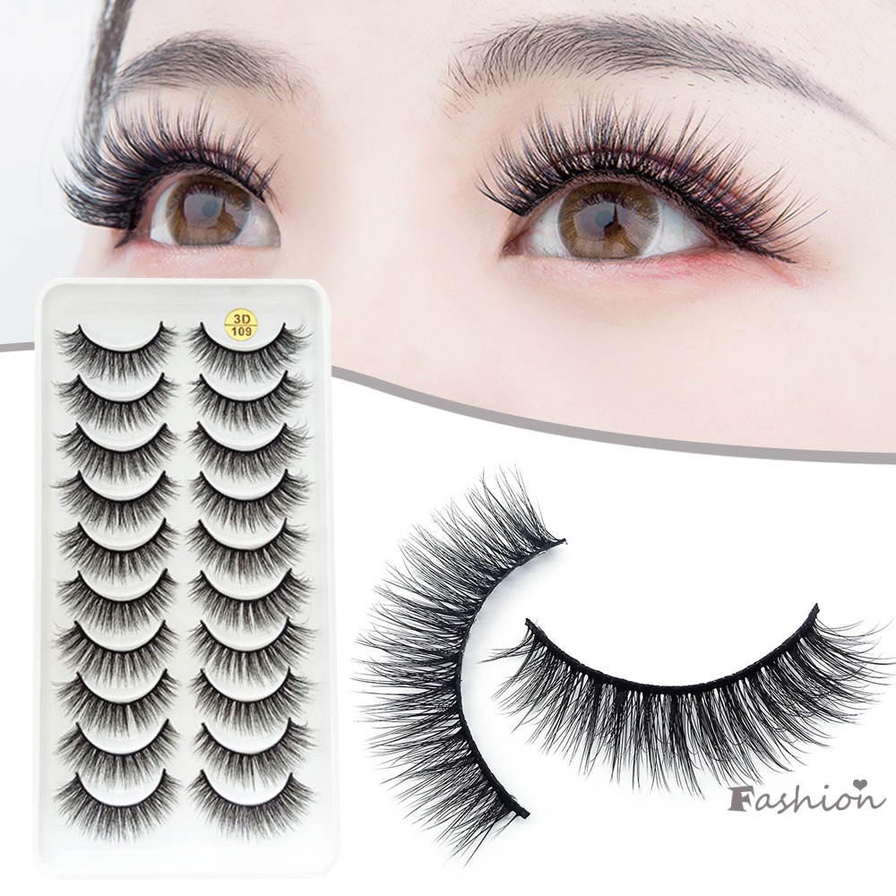 Set 10 Cặp Lông Mi Giả 3D Mềm Mại Tự Dính Dành Cho Nữ
